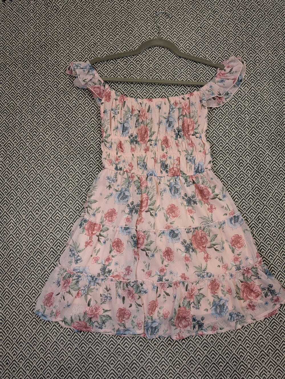 Streetwear Society Pink Floral Off Shoulder Mini Dress Size M Y2K